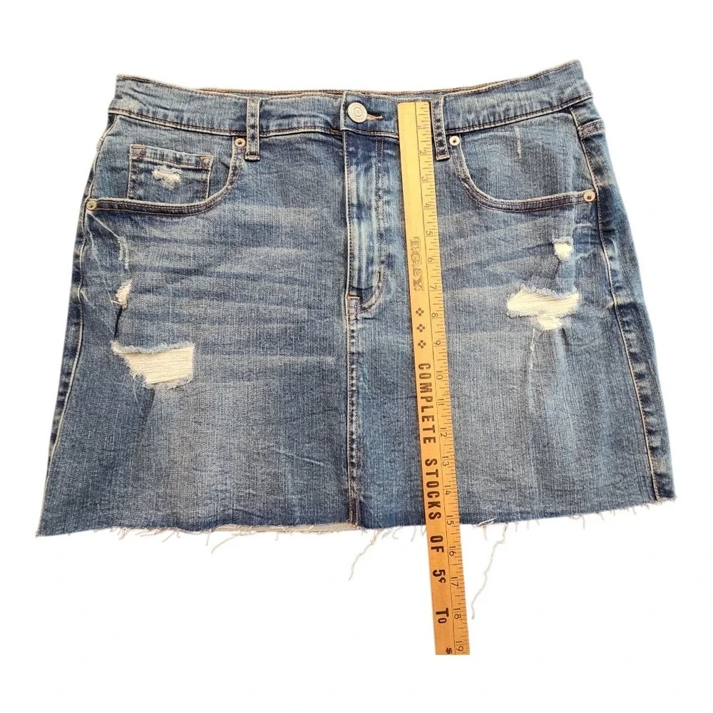 Aeropostale Aero Women High Rise Mini Skirt Size 16 Denim Jean Cut Off Skirt EUC